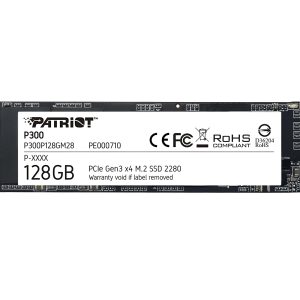 DISCO SOLIDO PATRIOT P300 128GB M.2 2280 PCIE, LECTURA 1600 MB/S, ESCRITURA 600 MB/S