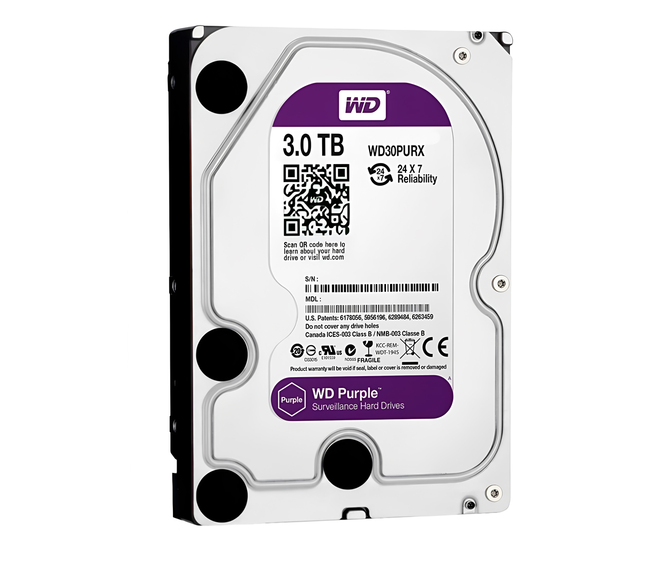 DISCO DURO WESTERN DIGITAL PURPLE SURVEILLANCE, 3TB, SATA 6.0 GBPS, 5400RPM, 64MB, 3.5". - Imagen 2