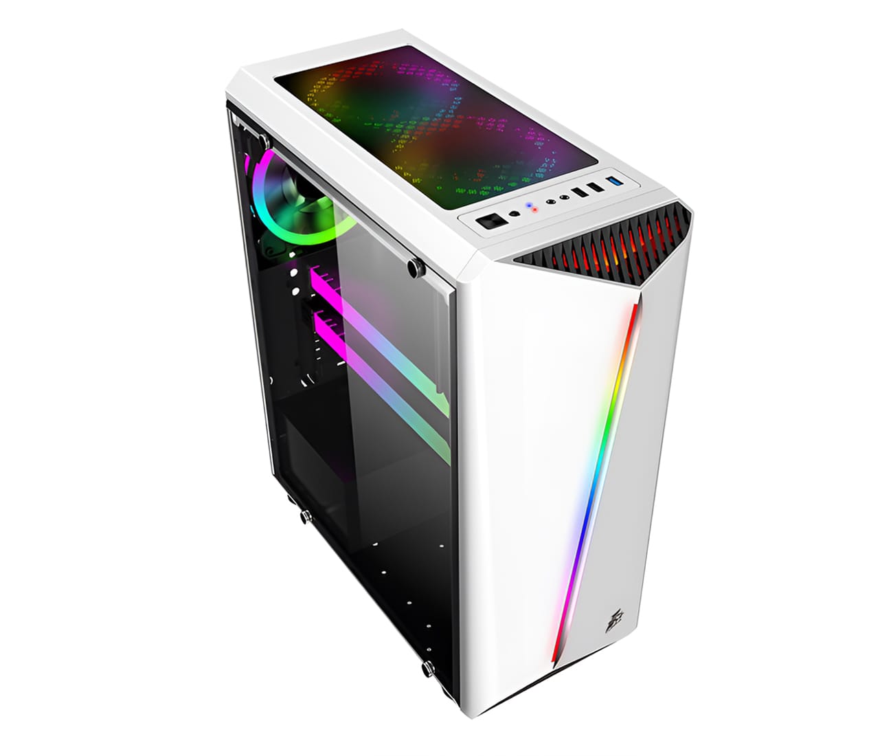 CASE GAMING 1ST PLAYER RAINBOW-R3, COLOR BLANCO. – Computer Movil