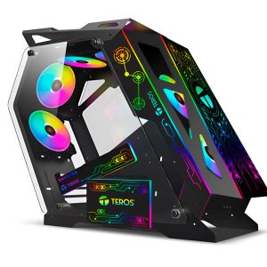 CASE GAMER TEROS TE-1312G, MID TOWER, USB 3.0 / USB 2.0, AUDIO, VENTILADOR ARGB, NEGRO