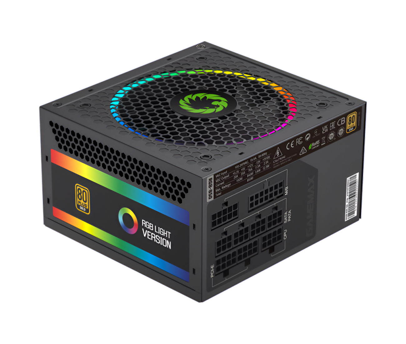 Fuente de Poder RGB-850W GAMEMAX MODULAR 80PLUS GOLD